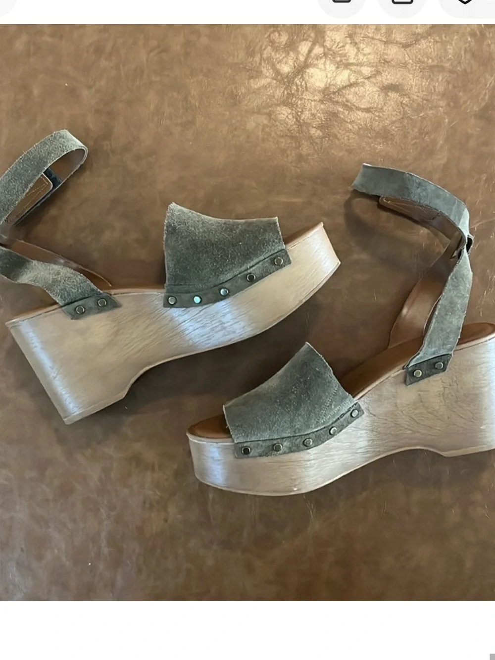 Franco Sarto Juliette Olive Suede Platform Sandal